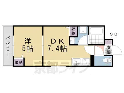 京阪電気鉄道京阪線 藤森駅 徒歩5分 4階建 築2年(1DK/4階)の間取り写真