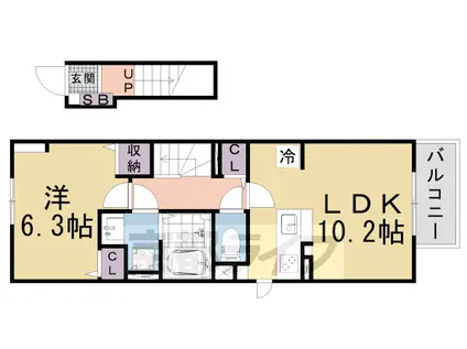 坂本3丁目(1LDK/2階)の間取り写真