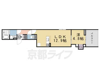 山陰本線 丹波口駅 徒歩5分 3階建 築1年(1LDK/3階)の間取り写真