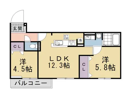 京阪電気鉄道京阪線 丹波橋駅 徒歩30分 3階建 新築(2LDK/3階)の間取り写真