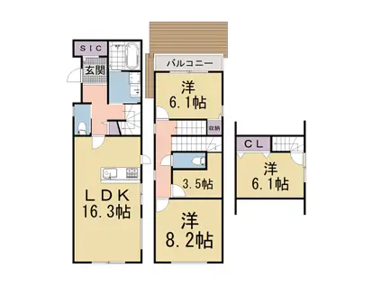京都市烏丸線 国際会館駅 徒歩4分 3階建 新築(3SLDK)の間取り写真