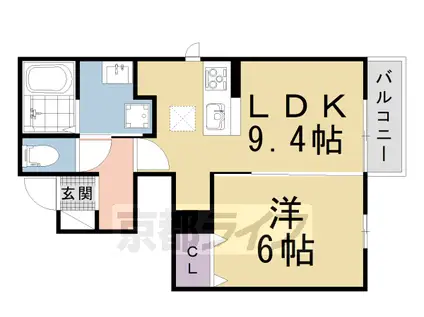 京都市烏丸線 北山駅(京都) 徒歩8分 2階建 築3年(1LDK/1階)の間取り写真