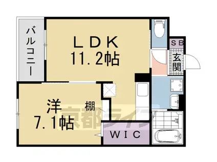 シャルマン唐橋南Ⅱ(1LDK/2階)の間取り写真