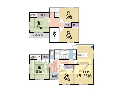 近鉄京都線 興戸駅 徒歩12分 2階建 築43年(5LDK)の間取り写真