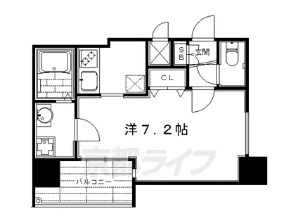京都市烏丸線 烏丸御池駅 徒歩6分 11階建 築17年(ワンルーム/4階)の間取り写真