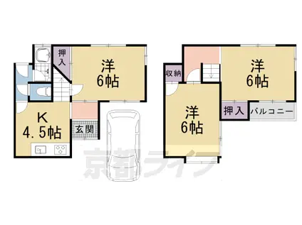 京都市東西線 椥辻駅 徒歩10分 2階建 築47年(3DK)の間取り写真