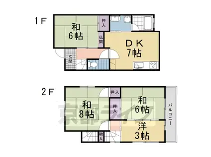 奈良線 JR藤森駅 徒歩13分 2階建 築40年(4DK)の間取り写真