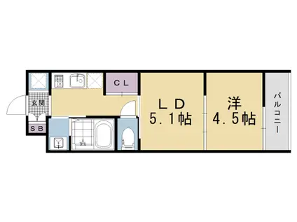 近鉄京都線 東寺駅 徒歩4分 5階建 新築(1DK/2階)の間取り写真