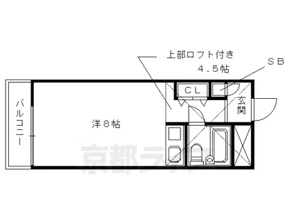 阪急電鉄京都線 西京極駅 徒歩10分 3階建 築32年(1K/3階)の間取り写真