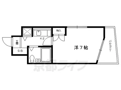 京都市烏丸線 今出川駅 徒歩15分 11階建 築34年(1K/9階)の間取り写真