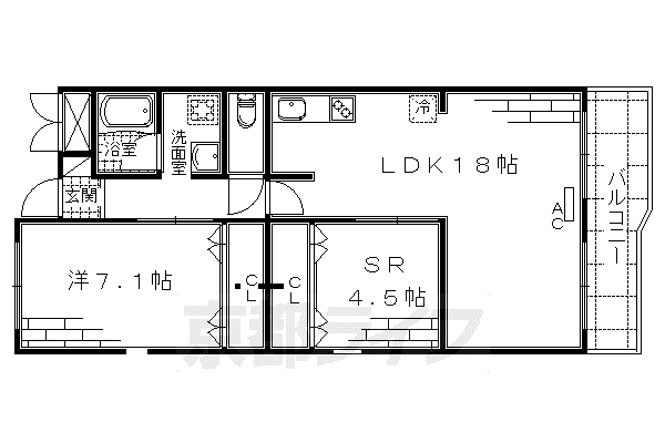 ガーデナル伏見ハイツ(2LDK/2階)の間取り写真