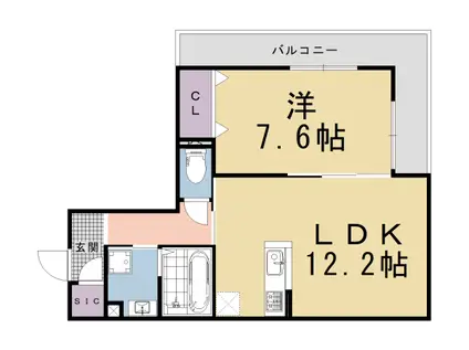 東海道本線 西大路駅 徒歩12分 3階建 新築(1LDK/1階)の間取り写真