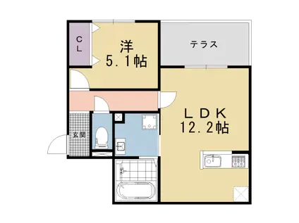 東海道本線 西大路駅 徒歩12分 3階建 新築(1LDK/1階)の間取り写真