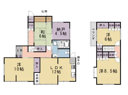 山陰本線 馬堀駅 徒歩18分 築52年(4SLDK)の間取り写真