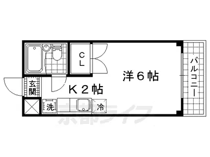 京阪電気鉄道京津線 四宮駅 徒歩9分 3階建 築38年(ワンルーム/2階)の間取り写真