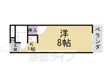 京都市東西線 椥辻駅 徒歩7分 4階建 築38年(1K/4階)の間取り写真