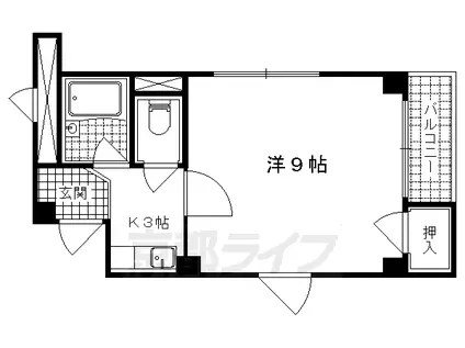 京都市東西線 東野駅(京都) 徒歩9分 5階建 築35年(1K/4階)の間取り写真