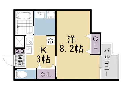 LEI椥辻勧修(1K/1階)の間取り写真