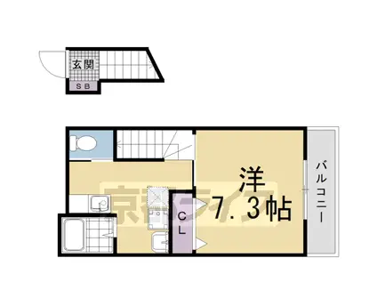 京都市東西線 六地蔵駅(京都市営) 徒歩11分 2階建 築1年(1K/2階)の間取り写真
