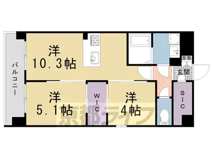 京福北野線 北野白梅町駅 徒歩12分 7階建 新築(2LDK/7階)の間取り写真