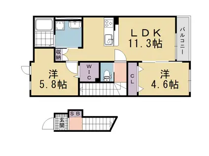フィラーレ藤(2LDK/2階)の間取り写真
