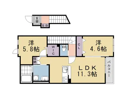フィラーレ藤(2LDK/2階)の間取り写真