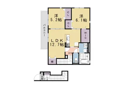 東海道本線 西大路駅 徒歩7分 2階建 新築(2LDK/2階)の間取り写真