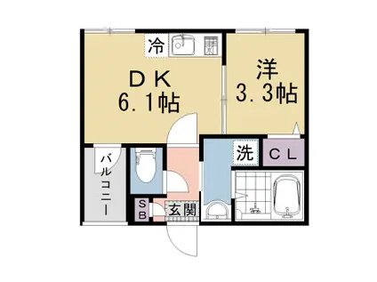 阪急電鉄京都線 大宮駅(京都) 徒歩5分 3階建 新築(1DK/1階)の間取り写真