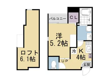 京都市東西線 椥辻駅 徒歩12分 2階建 築1年(1K/2階)の間取り写真