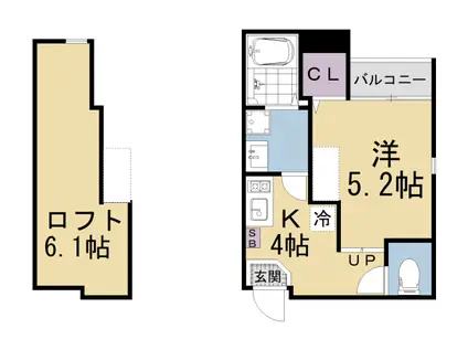 京都市東西線 椥辻駅 徒歩12分 2階建 築1年(1K/2階)の間取り写真