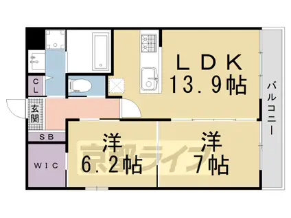 SILK HOUSEとなみ 3号館(2LDK/4階)の間取り写真