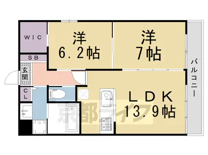 SILK HOUSEとなみ 3号館(2LDK/3階)の間取り写真