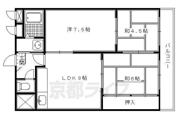 GEN SAKIZO VILLA烏丸四条(3LDK/9階)の間取り写真