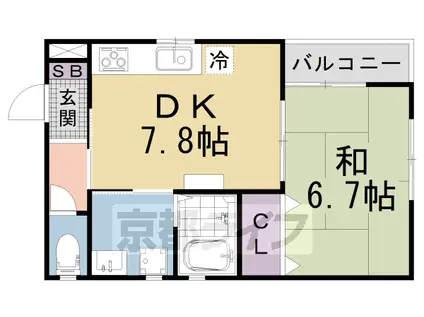京都市東西線 山科駅 徒歩7分 2階建 築6年(1DK/2階)の間取り写真