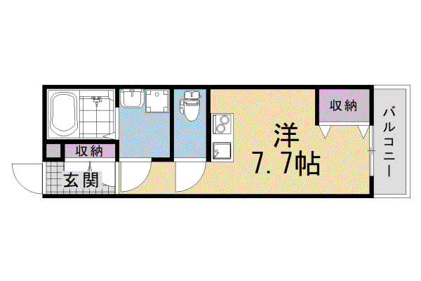 京阪電気鉄道交野線 宮之阪駅 徒歩22分 2階建 築3年(ワンルーム/1階)の間取り写真