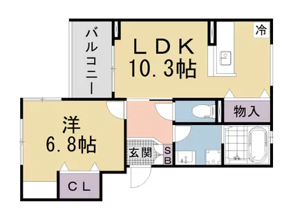 京都市東西線 東野駅(京都) 徒歩14分 3階建 新築(1LDK/2階)の間取り写真