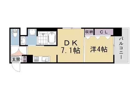 阪急電鉄京都線 西京極駅 徒歩9分 7階建 新築(1DK/2階)の間取り写真