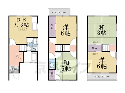京阪電気鉄道宇治線 黄檗駅(京阪) 徒歩6分 3階建 築33年(4LDK)の間取り写真