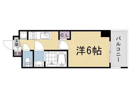 阪急電鉄京都線 西院駅(阪急) 徒歩9分 11階建 新築(1K/6階)の間取り写真