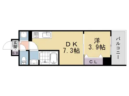 阪急電鉄京都線 西院駅(阪急) 徒歩9分 11階建 新築(1DK/2階)の間取り写真