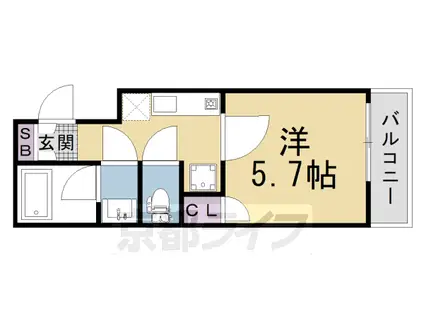 京都市東西線 西大路御池駅 徒歩9分 4階建 新築(1K/3階)の間取り写真