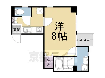 京都市烏丸線 丸太町駅(京都市営) 徒歩5分 5階建 築17年(1K/3階)の間取り写真