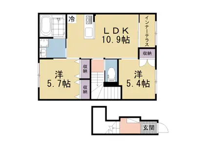 京阪電気鉄道京阪線 牧野駅 徒歩22分 2階建 新築(2LDK/2階)の間取り写真