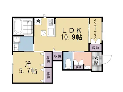 京阪電気鉄道京阪線 牧野駅 徒歩22分 2階建 新築(1LDK/1階)の間取り写真