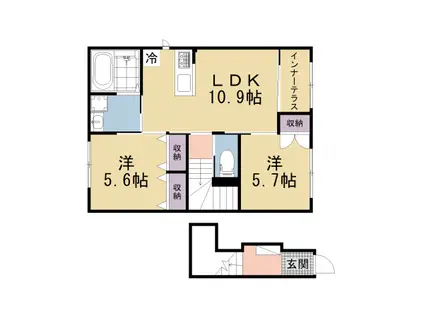 京阪電気鉄道京阪線 牧野駅 徒歩22分 2階建 新築(2LDK/2階)の間取り写真