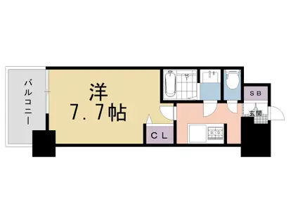 京福北野線 北野白梅町駅 徒歩3分 6階建 新築(1K/2階)の間取り写真
