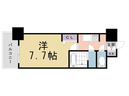 京福北野線 北野白梅町駅 徒歩3分 6階建 新築(1K/4階)の間取り写真