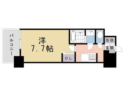 京福北野線 北野白梅町駅 徒歩3分 6階建 新築(1K/4階)の間取り写真