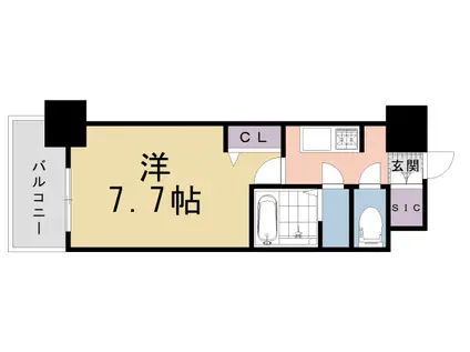 京福北野線 北野白梅町駅 徒歩3分 6階建 新築(1K/2階)の間取り写真