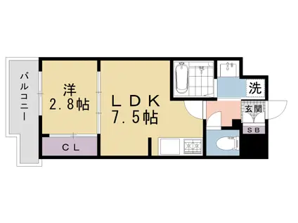 京福北野線 北野白梅町駅 徒歩3分 6階建 新築(1LDK/2階)の間取り写真